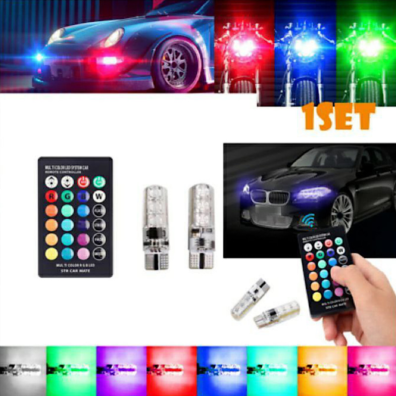 چراغ خودرو مولتی کالر ریموت دار مدل LED بسته 2 عددی